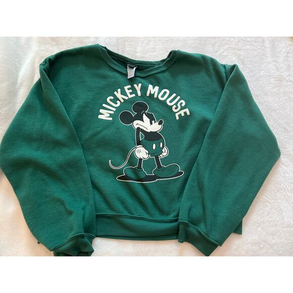 Disney Tops - Disney Mickey Mouse Vintage Crew Neck Casual Pullover Sweatshirt Green XXL